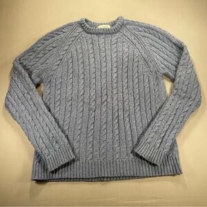 J Crew Classic Cable Knit Crewneck Cotton/Wool-Blend Sweater - Medium